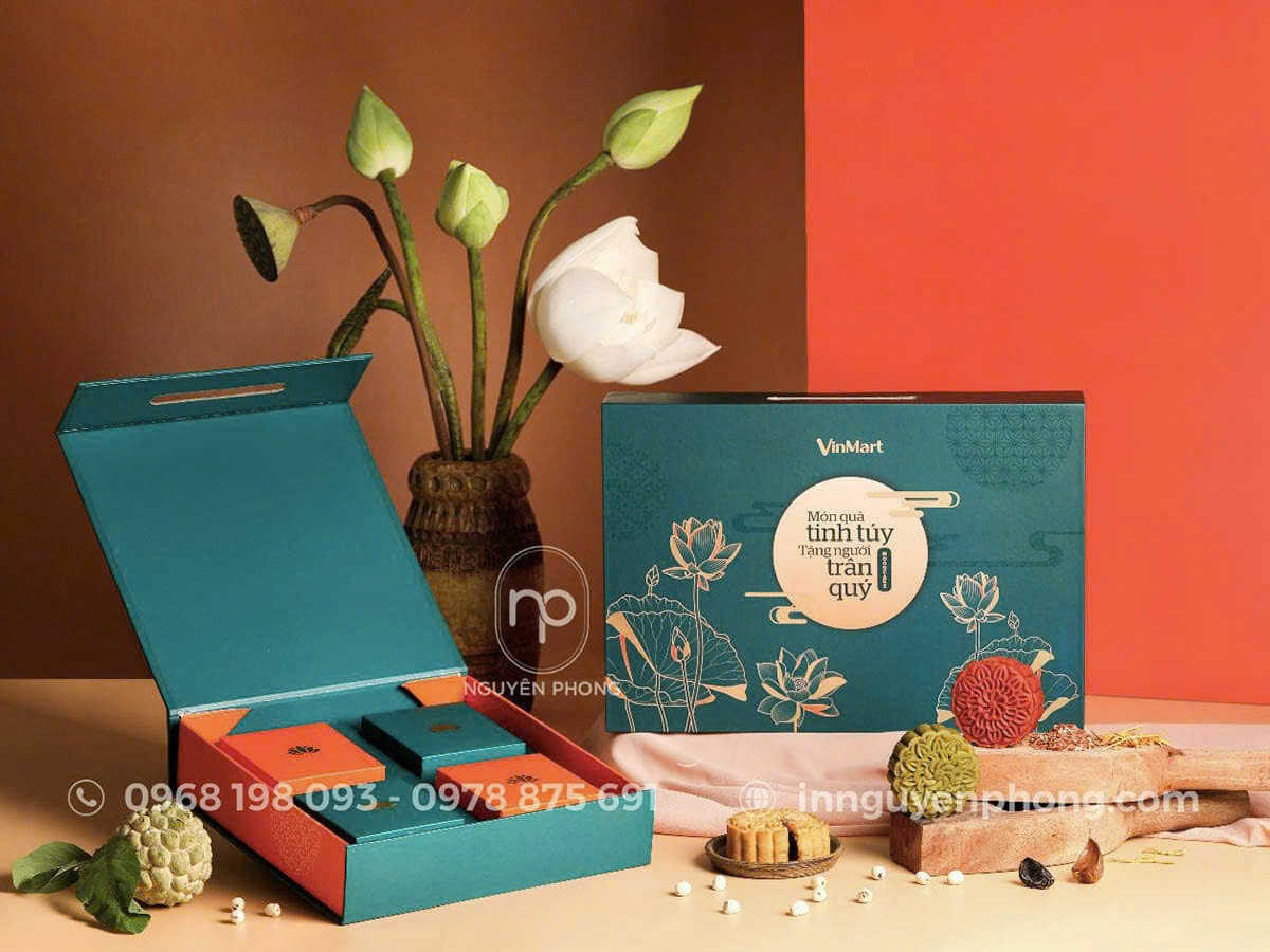 Mẫu hộp bánh trung thu nắp gập nam châm